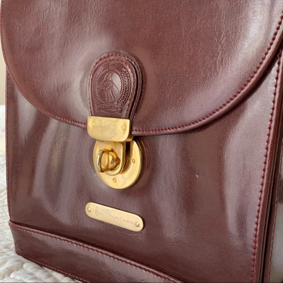 Sold - Vintage Polo Ralph Lauren Burgundy Crossbody Bag - Picture 3 of 15